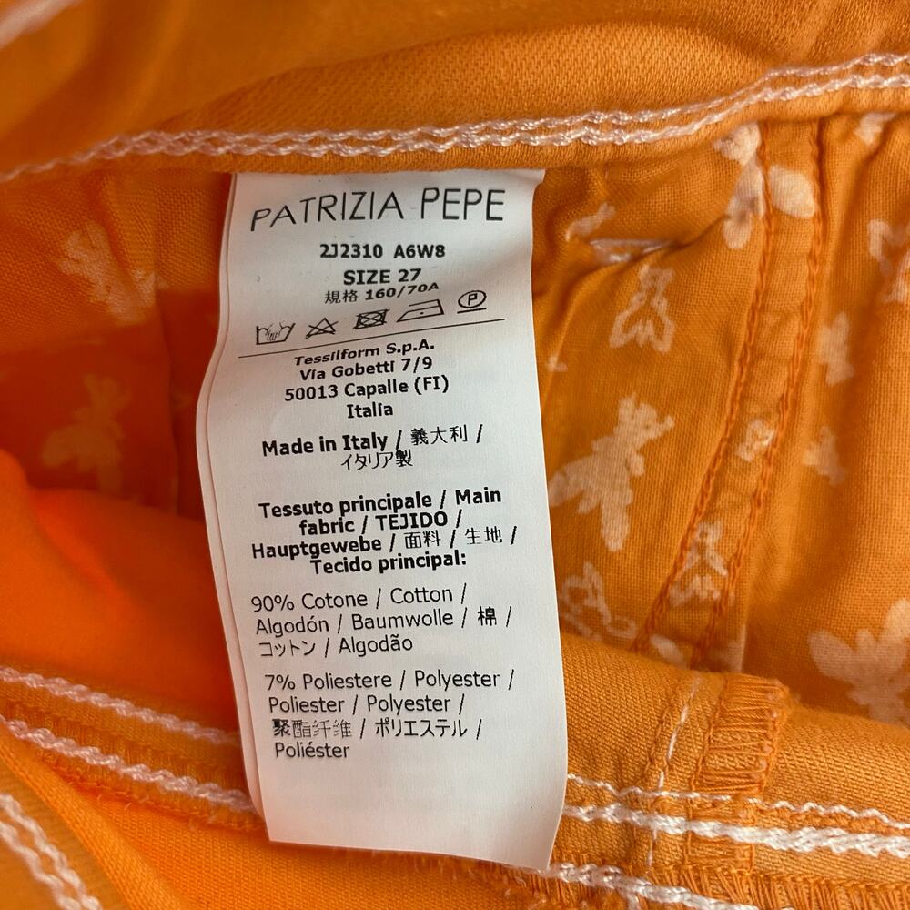 Patrizia Pepe Orange Spray Denim Trouser Shorts - Size 27 - Picture 8 of 8